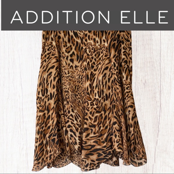 Asymmetric Gored Leopard Skirt by Addition Elle - Picture 2 of 10